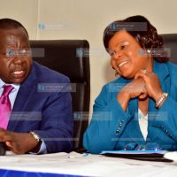 Cabinet Secretary, Ministry of Education Fred Matiang’I (left)