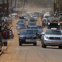 President Uhuru Kenyatta’s motorcade arrives at Runyenjes Town