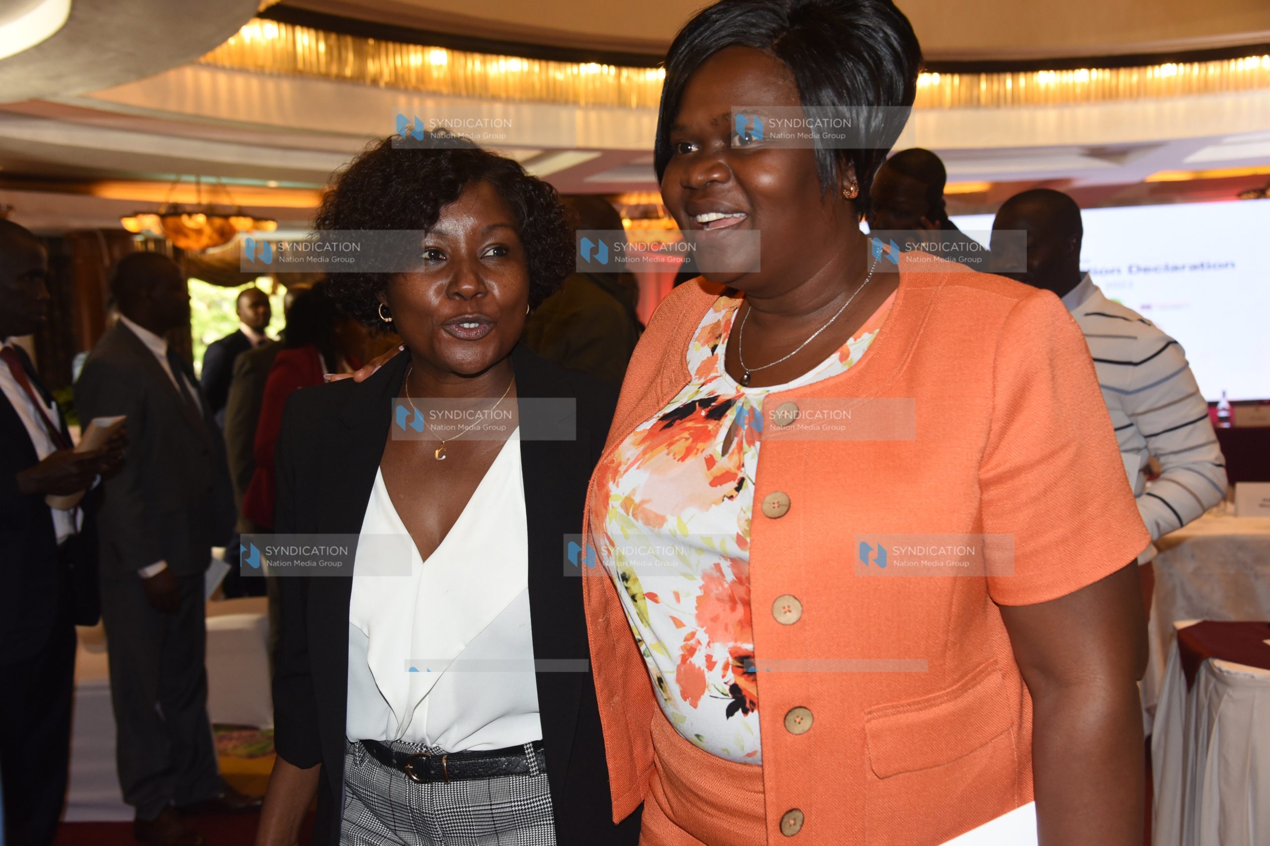 Homabay Governor Gladys Wanga (right) and Embu Governor Cecily Mbarire
