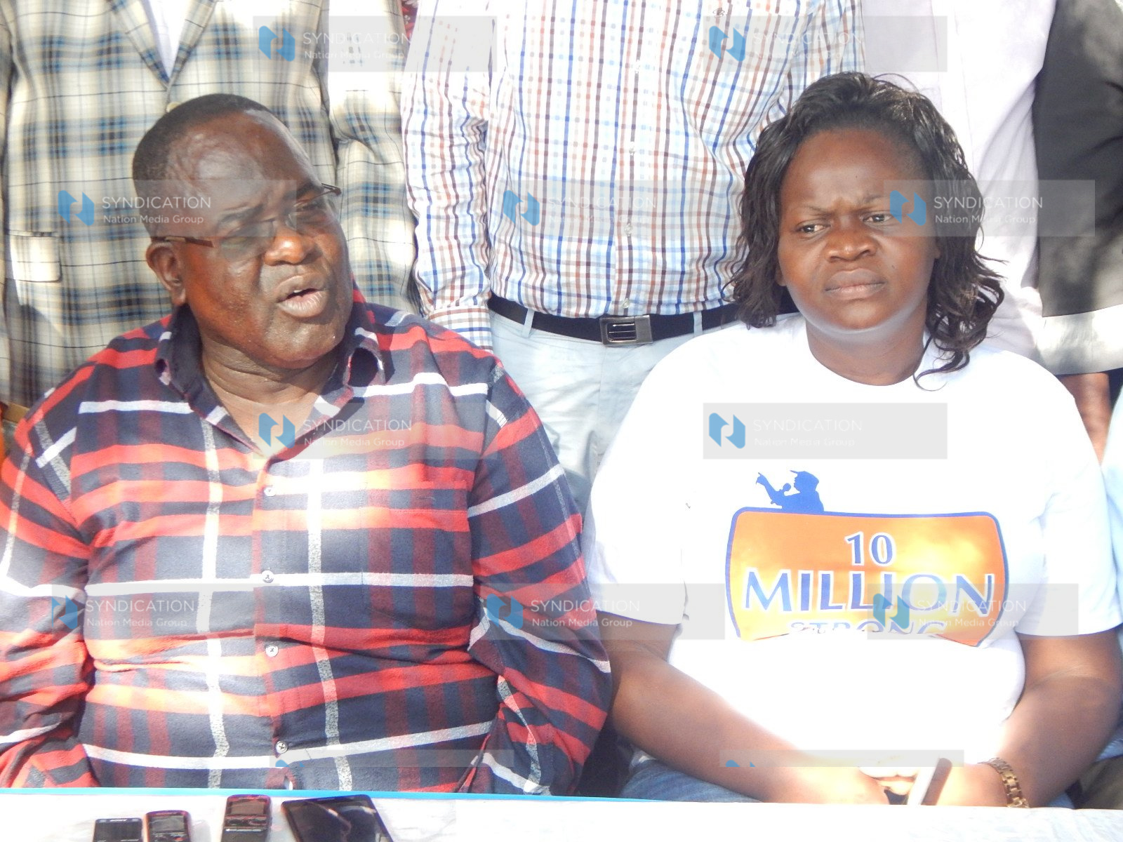 Cyprian Awiti and Woman Representative Gladys Wanga address journalists