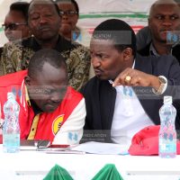 Devolution Cabinet Secretary Mwangi Kiunjuri and Laikipia Women rep candidate Cate Warurguru