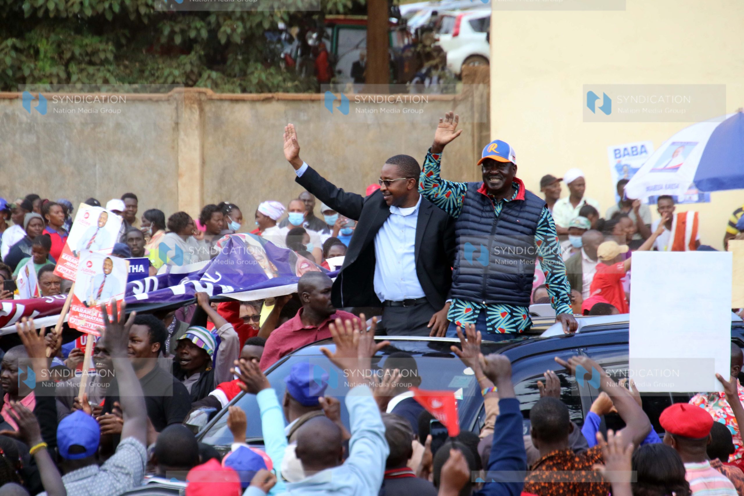 Azimio presidential candidate Raila Odinga and Murang’a Governor Mwangi Wa Iria