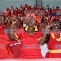Sabina Chege, Murang’a Woman Representative, joins other women during a leaders’ meeting