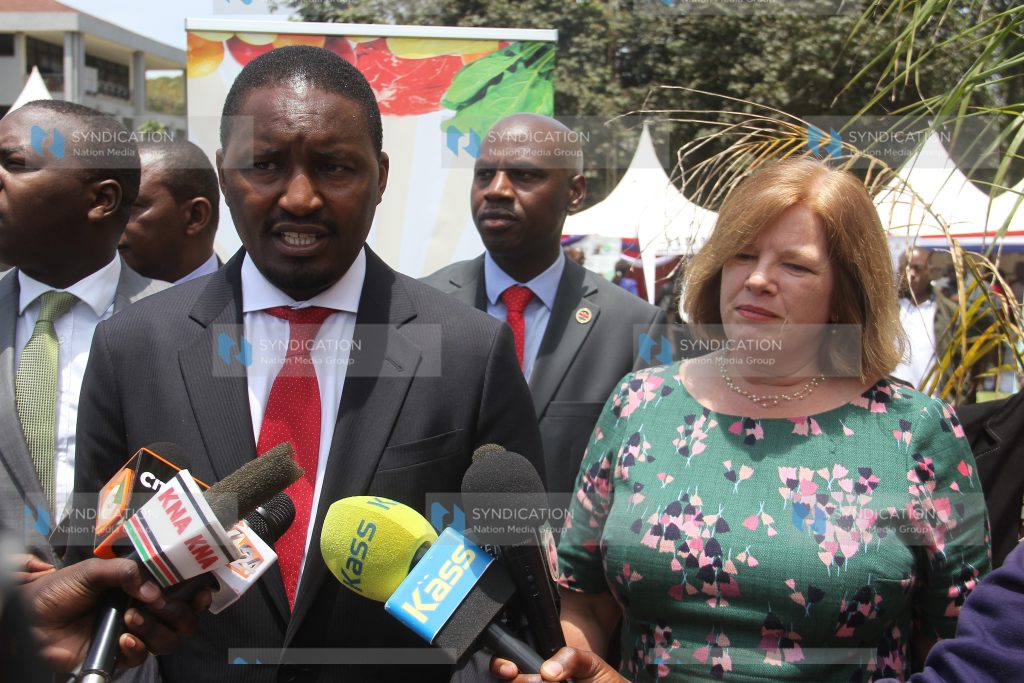 Agriculture CS Mwangi Kiunjuri and Deputy Mission Director of USAID Heather Schildge