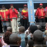 Mary Wambui, former Othaya MP, addresses wananchi in Nyeri town during a campaign