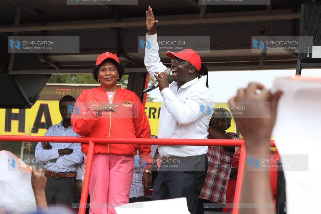 Peter Weru, Mathira MP, and Mary Wambui, Othaya MP, address wananchi