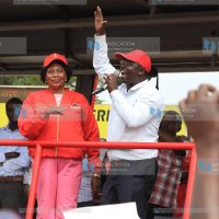 Peter Weru, Mathira MP, and Mary Wambui, Othaya MP, address wananchi