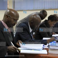 Team of lawyers during a hearing of a petition challenging election of Othaya MP Mary Wambui