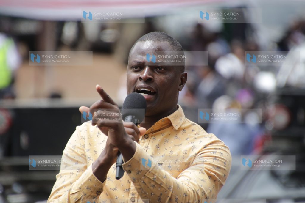 Kiharu MP Ndindi Nyoro addresses wananchi at Kariara village