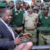 Interior CS Fred Matiang’i addresses prison wardens at Nyeri Main Prison