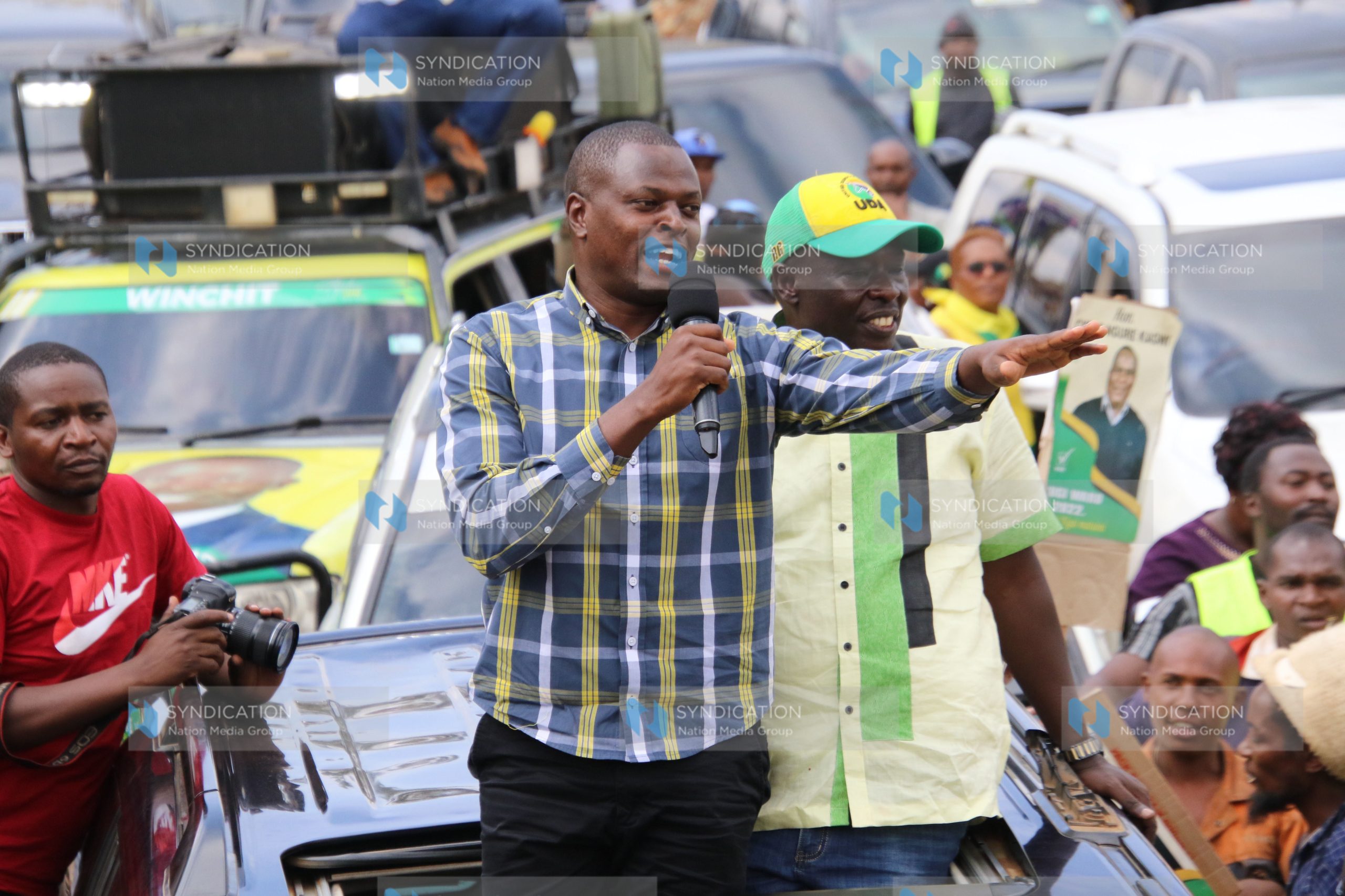 Kiharu MP Ndindi Nyoro addresses wananchi at Mukurweini town