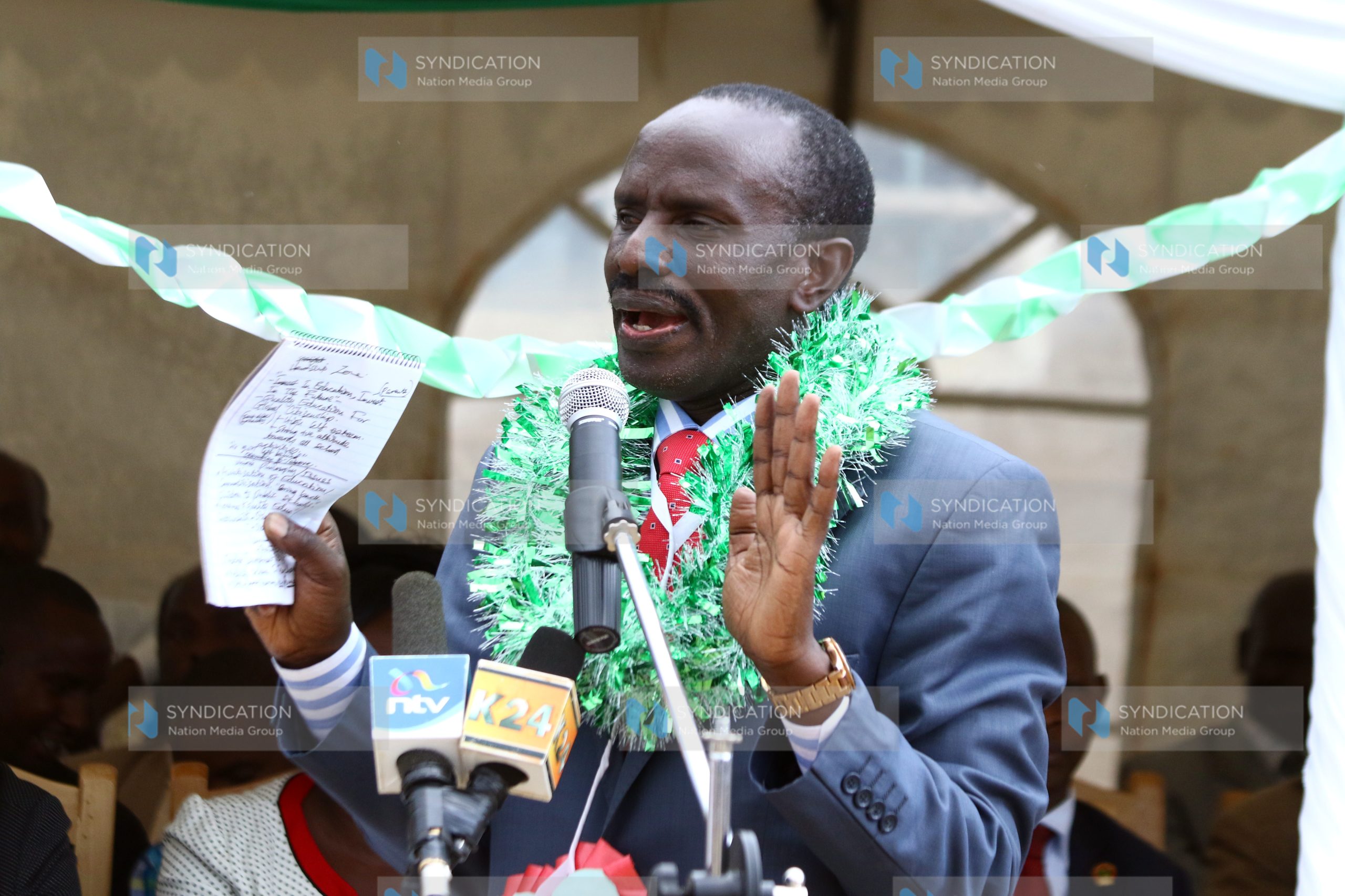 KNUT secretary general Mr. Wilson Sossion addresses parents, teachers and staff