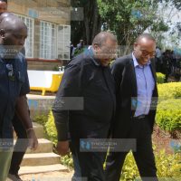 Former President Uhuru Kenyatta arrives at the burial of Kanja Waruru