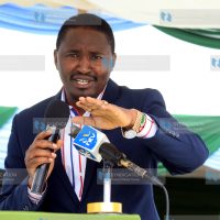 Devolution CS Mwangi Kiunjuri addresses parents and students of Kiunjuri Boys High School