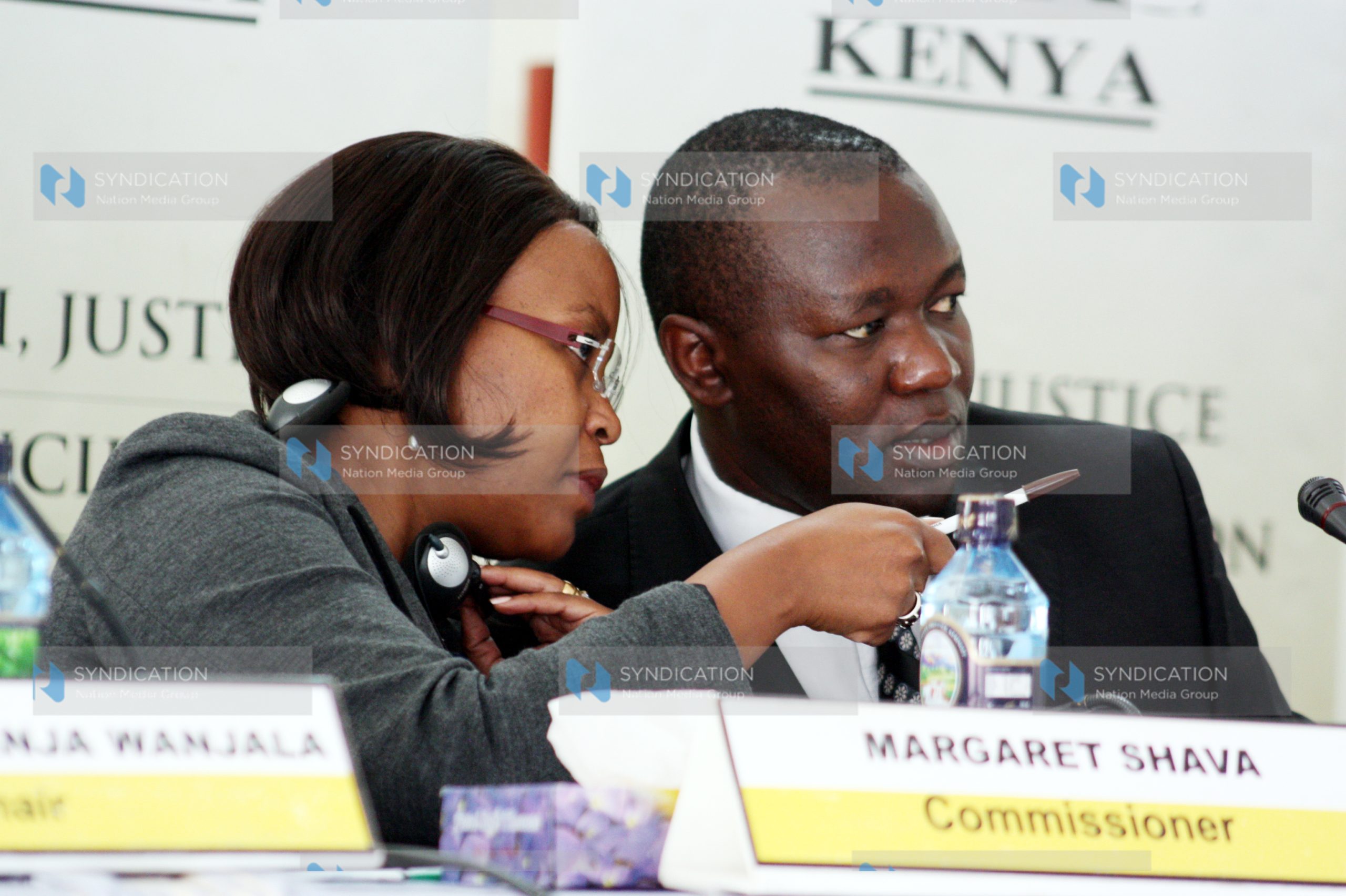 Truth, Justice & Reconciliation Commission commissioners Margaret Shava and Tom Ojienda