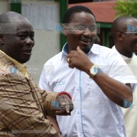 Mathira MP Rigathi Gachagua greets Agriculture Cabinet Secretary Mwangi Kiunjuri