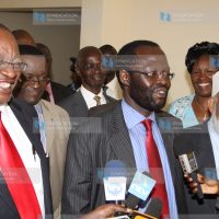 Medical Services Minister Prof Anyang’ Nyong’o (centre)