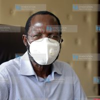 Kisumu Governor Prof. Anyang’ Nyong’o addresses journalists at his office