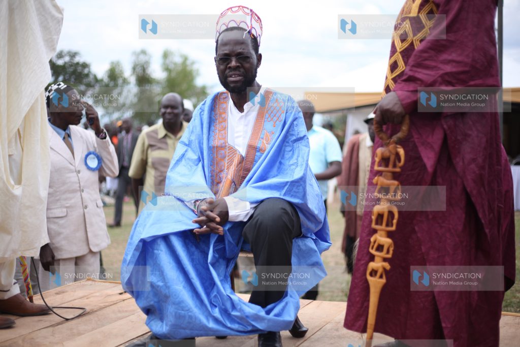 Kisumu Governor Prof Anyang Nyong'o as an elder at Abwawo Village in Kisumu County