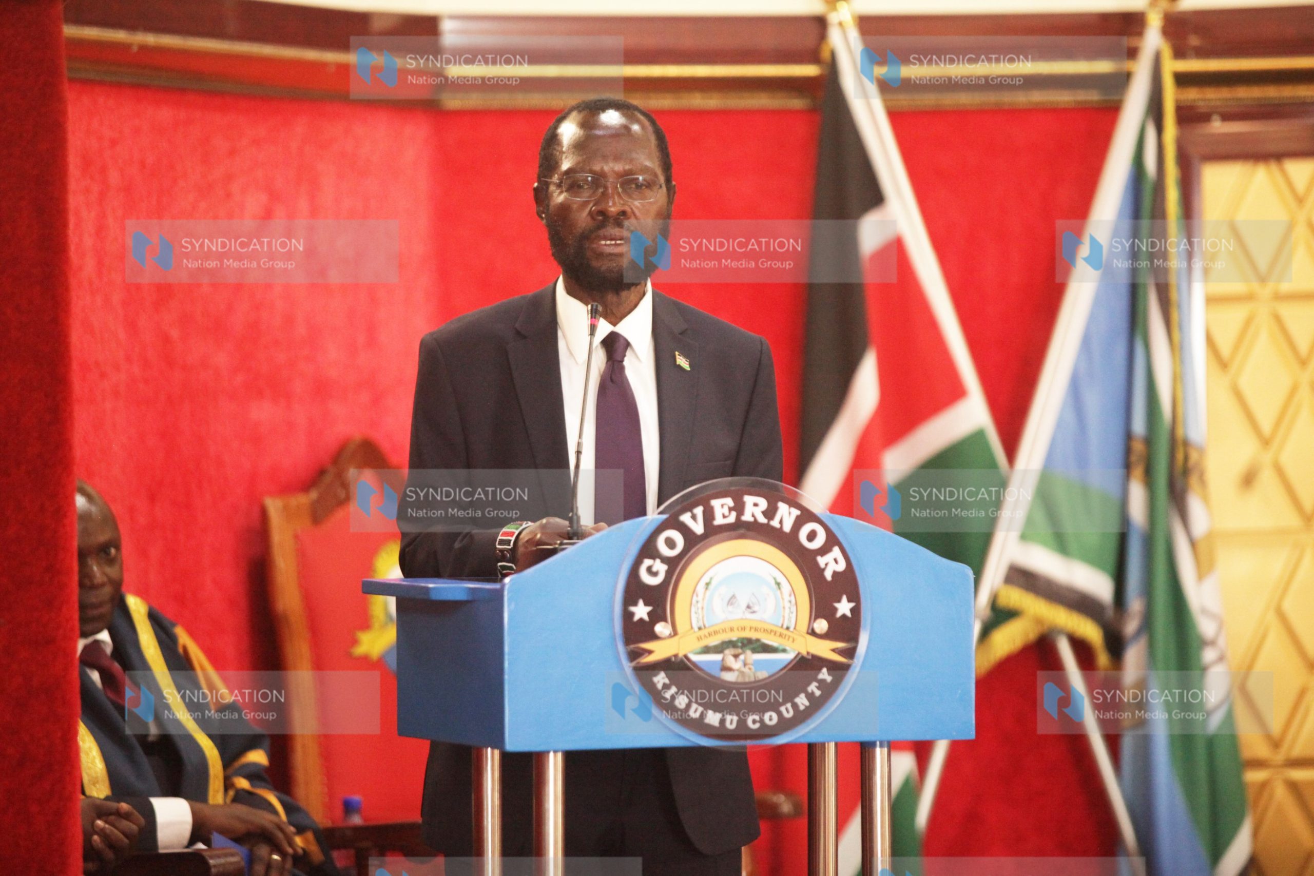 Kisumu Governor Anyang Nyong’o addresses the Kisumu County Assembly