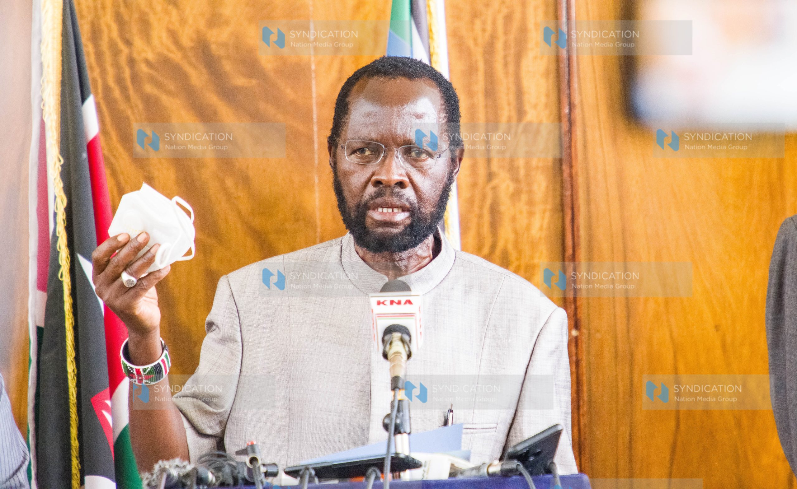 Kisumu Governor Prof Anyang’ Nyong’o addresses journalists at his office