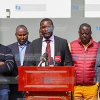 Secretary-General Edwin Sifuna (Center) addressing journalists