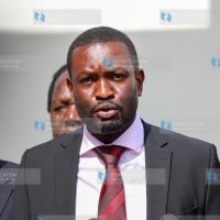 Secretary-General Edwin Sifuna addressing journalists at Emory Hotel