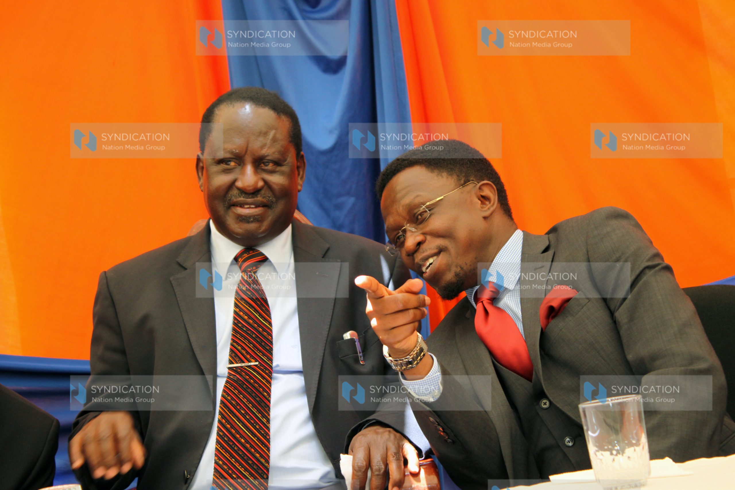 Raila Odinga (left) with Party Secretary General Ababu Namwamba