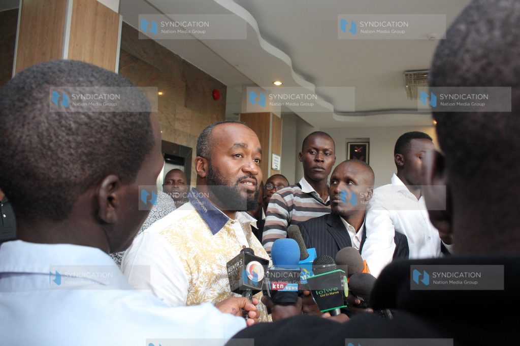 Mombasa Governor Hassan Joho addressing the media