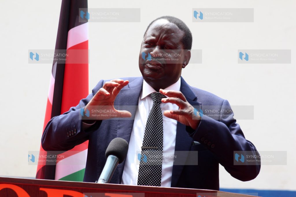 Party Leader Raila Odinga addresses the media at the party’s headquarters