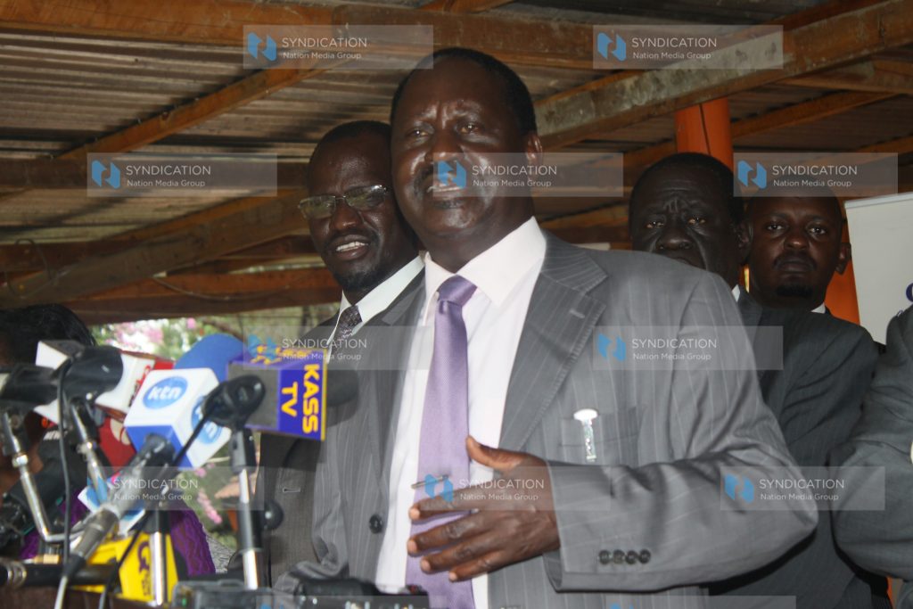 Party leaders address a press briefing at Orange House