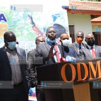 Edwin Sifuna leading other party leaders in addressing journalists at Chungwa House