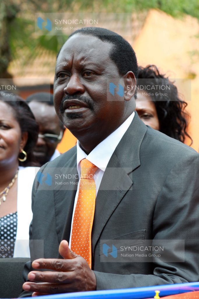 ODM leader Raila Odinga speaks during a press conference