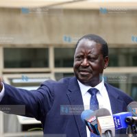 CORD leader Raila Odinga addresses journalists at Capitol Hill, Nairobi