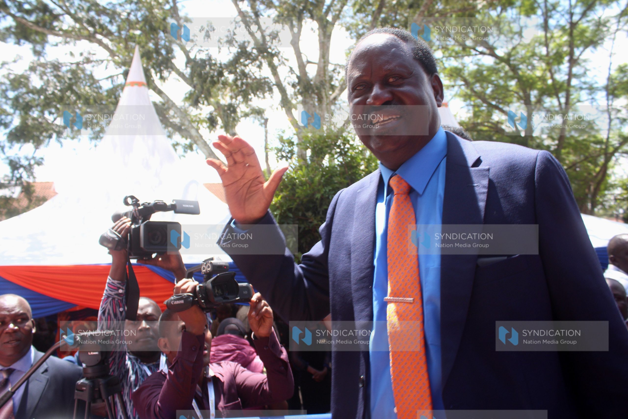 Former Prime Minister Raila Odinga (left) at the opening of Chungwa House