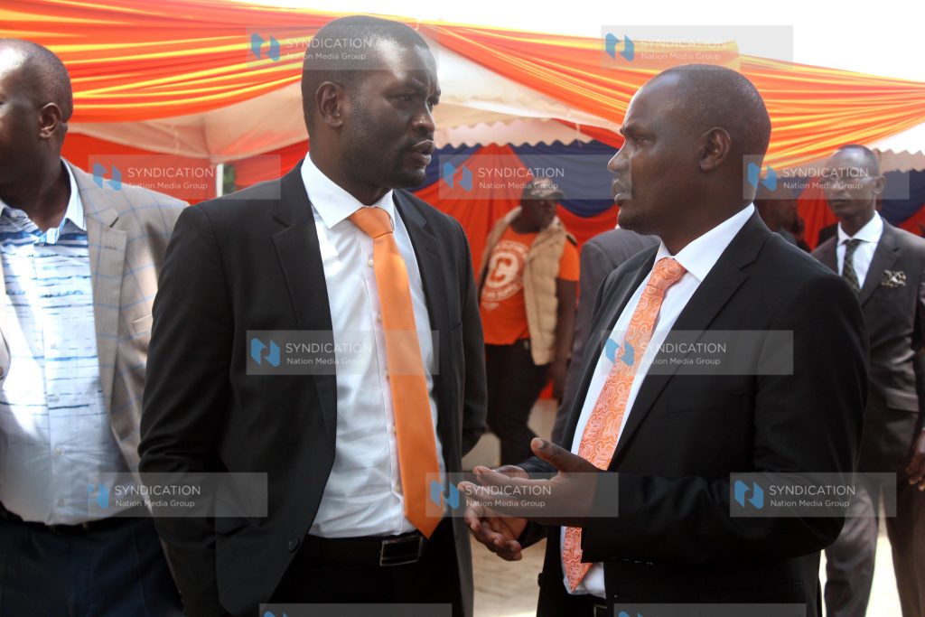 Gwasi MP John Mbadi (Right) with Orange Democratic Party Secretary General Edwin Sifuna (left)