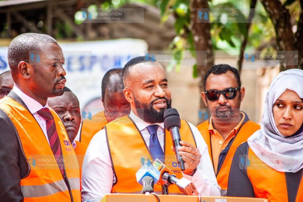ODM Deputy party leader Ali Hassan Joho (Centre) address journalists