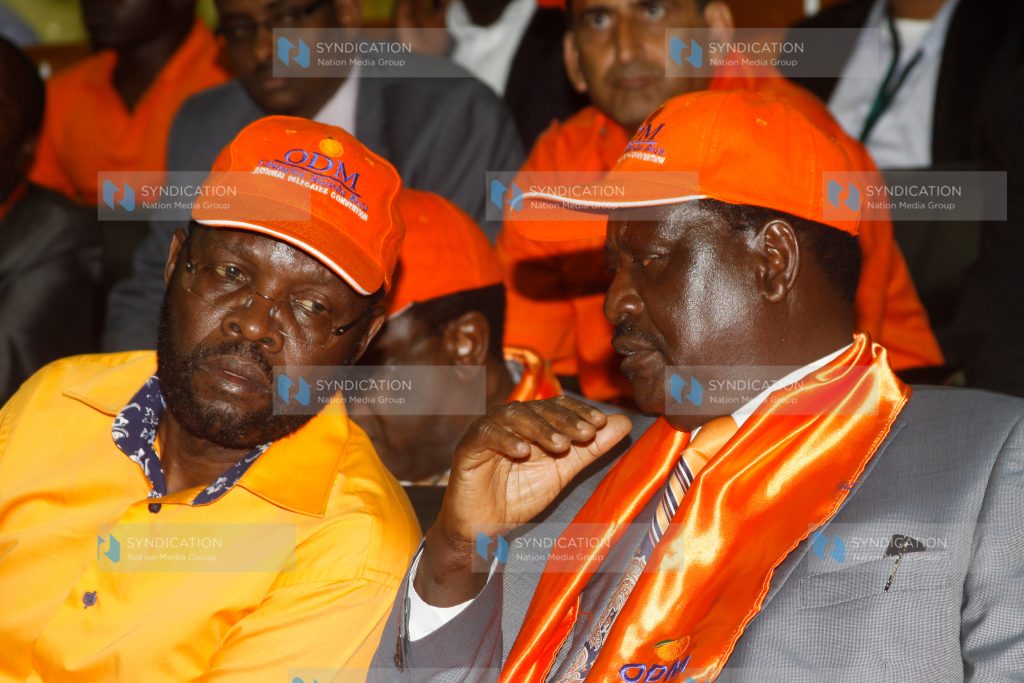 Raila Odinga and Anyang’ Nyong’o address a press conference