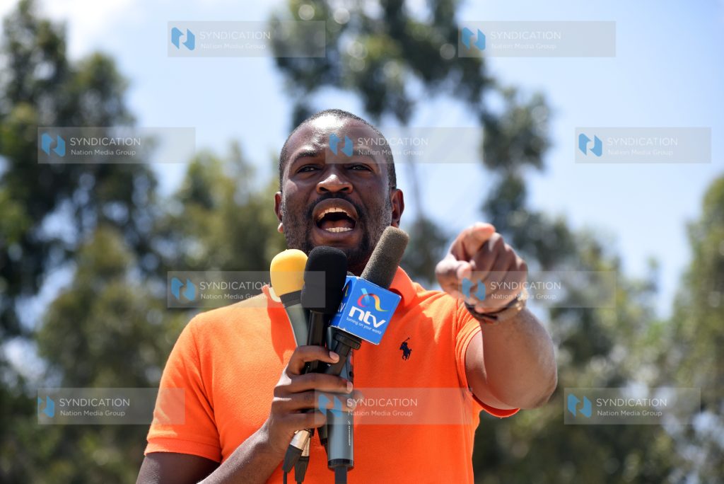 ODM Secretary General Edwin Sifuna delivering a speech