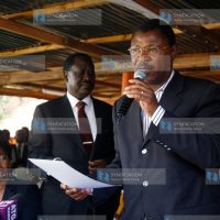 Senator Moses Wetang’ula (right) addresses a news conference