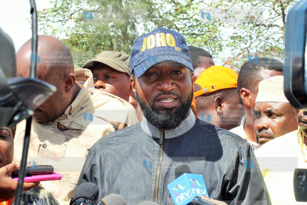 Mombasa Governor Hassan Joho addresses the press