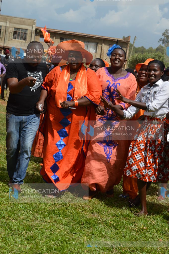 Kakamega County nominated senator Daisy Kanaizer Nyongesa with her supporters