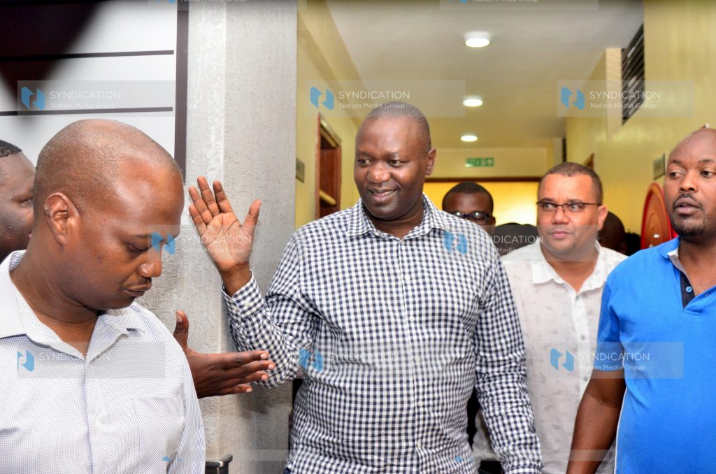 Senior Counsel Tom Ojienda greets his fellow lawyers