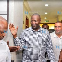 Senior Counsel Tom Ojienda greets his fellow lawyers