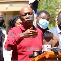 KANU Chairman Senator Gideon Moi addresses a media briefing