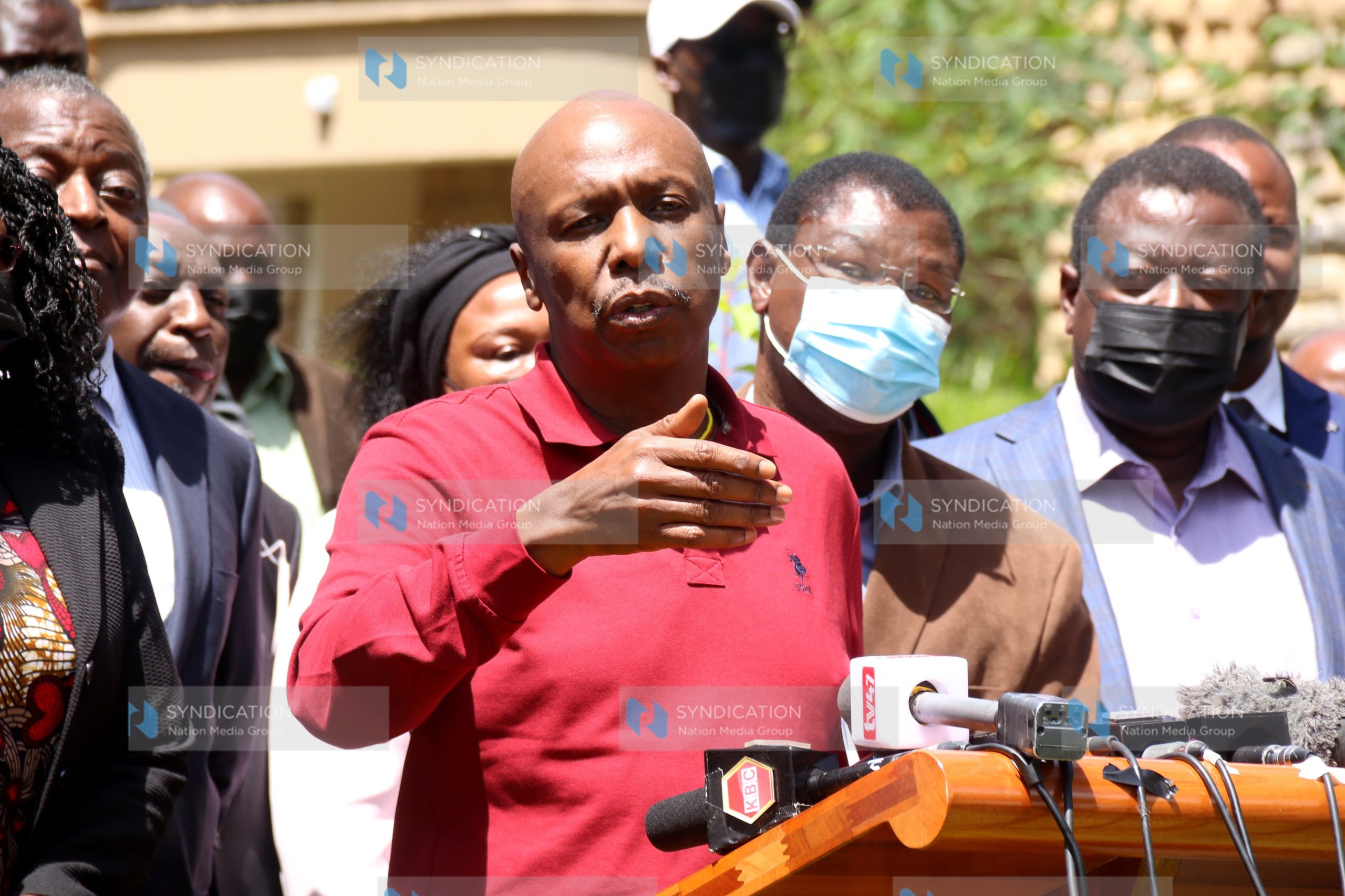 KANU Chairman Senator Gideon Moi addresses a media briefing