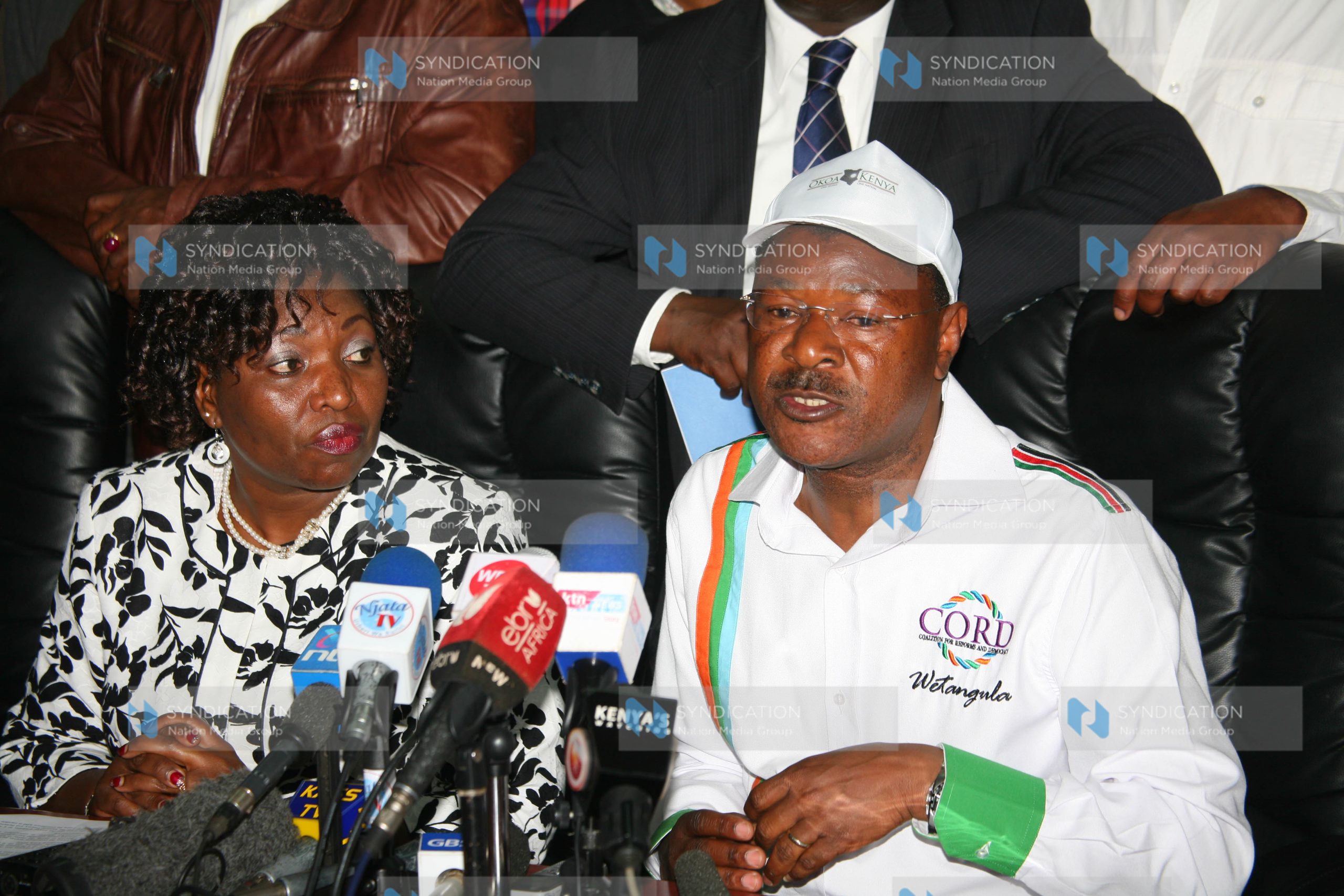 CORD Co-principal Moses Wetangula addressing journalists