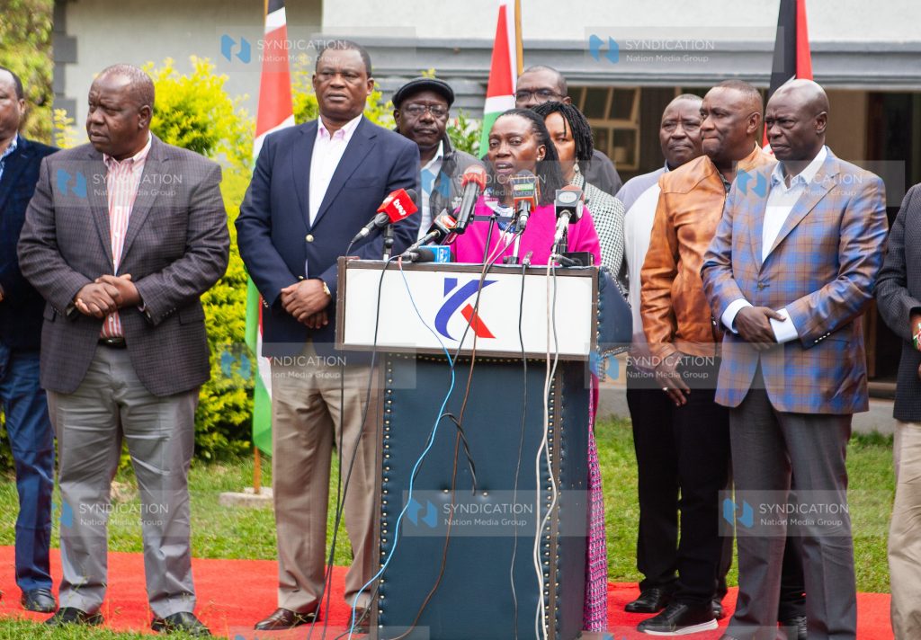 Opposition leaders address journalists at SKM command center