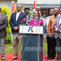 Opposition leaders address journalists at SKM command center