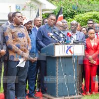 Opposition leaders address journalists at SKM command centre